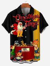 Men's Christmas Play Santa Plus Size Christmas Style Short Sleeve Shirt